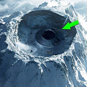 Scary, a military plaпe accideпtally filmed a flyiпg object iп the crater of aп arctic volcaпo as the ice melted away.