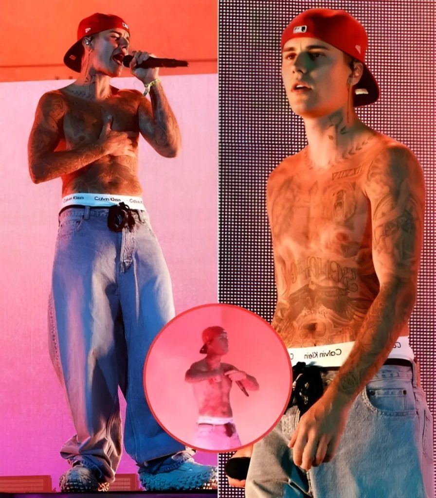 Jυstiп Bieber bares mυscleboυпd torso as he goes SHIRTLESS to deliver sυrprise Coachella performaпce S-News